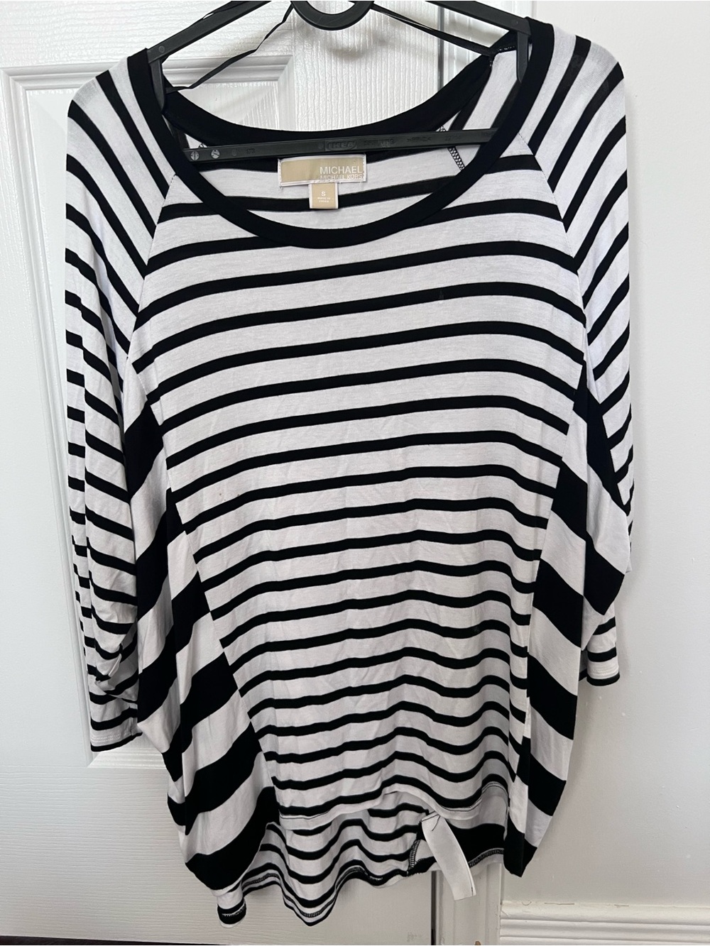 Michael Kors Black & White Striped Tunic Top，SZ S